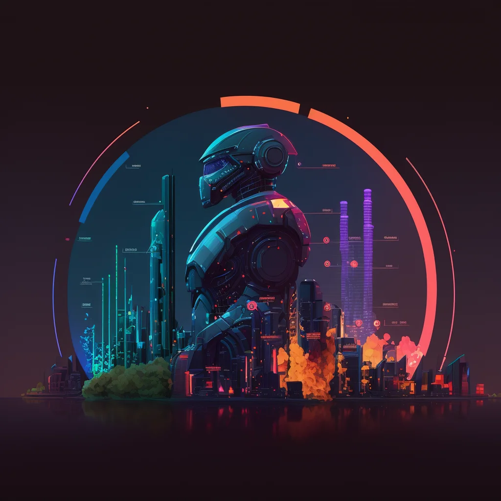 about us page image depicting robot and smart cities